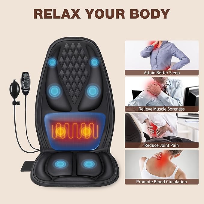 comrelax Back Massager with Heat, Massage Seat Cushion with 3D Lumbar Support - Image 5