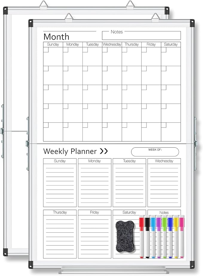 Lincia 24" x 16" Magnetic Vertical Monthly and Weekly Dry Erase Calendar by Lincia
