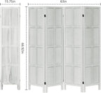 Leesinwing Wood Room Divider 4 Panel Folding Privacy Screen, Classic 5.6Ft - Image 5