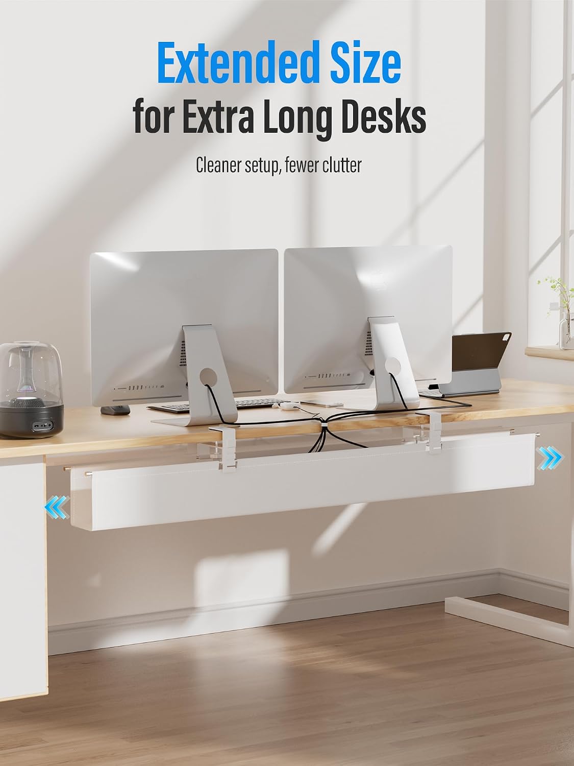 [Upgraded] Large Under Desk Cable Management Tray, Cinati Cable Management Un...
