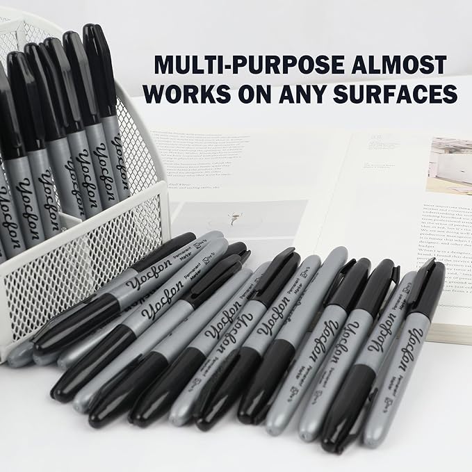 Yocfon Permanent Markers Bulk, Fine Tip, Waterproof Markers, Works On Plastic - Image 6