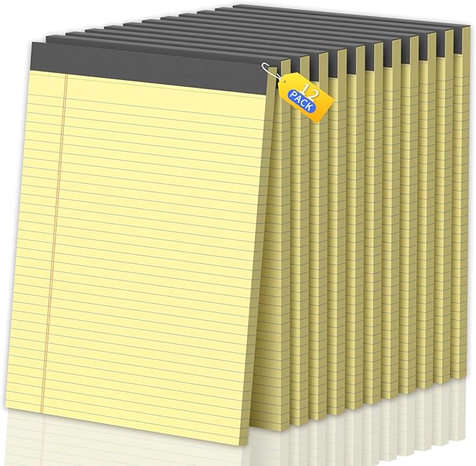 Legal Pads 8.5 X11, Narrow Ruled Notepads, 12 Pack, 50 Sheet/Pad, Tear Off by Glyanlee
