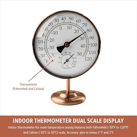 Foxyoo 4-Inch Indoor Thermometer and Humidity Gauge, Room Analog Temperature - Image 3