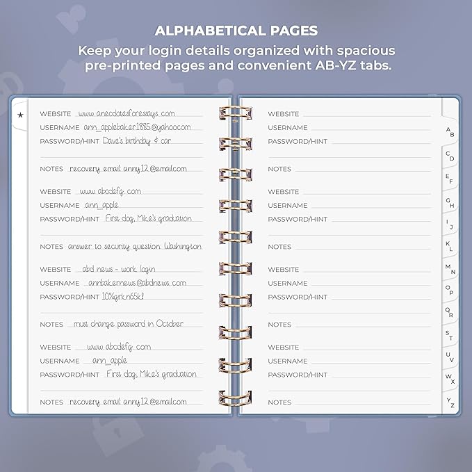 Clever Fox Password Book Spiral – Mini Internet Address & Password Organizer - Image 3
