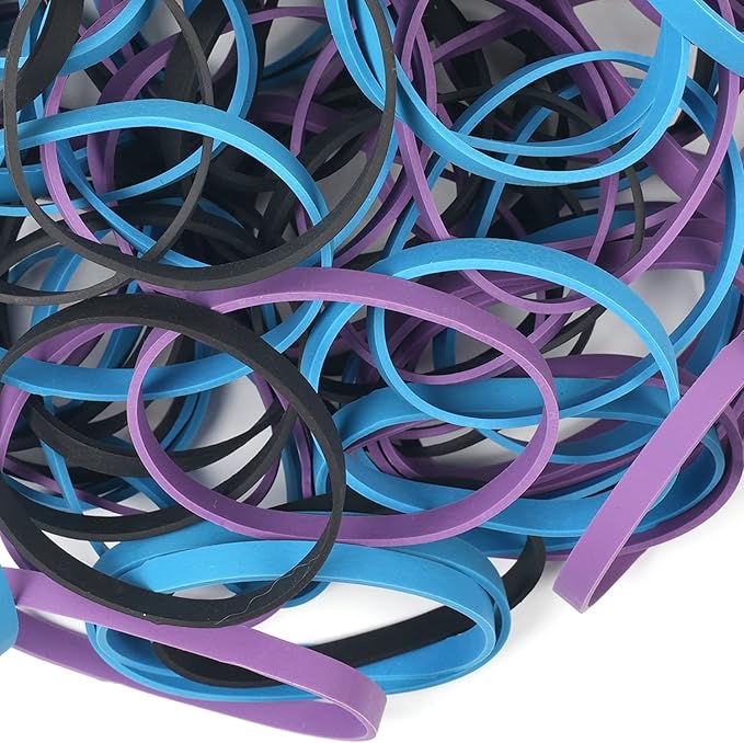 AMUU Rubber Bands Size #64 227g/0.5 lb Purple Blue Black Rubber Bands - Image 4
