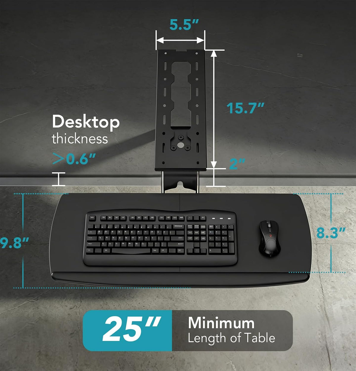 Keyboard Tray Under Desk with Storage Drawer, Height Adjustable Keyboard Tray...