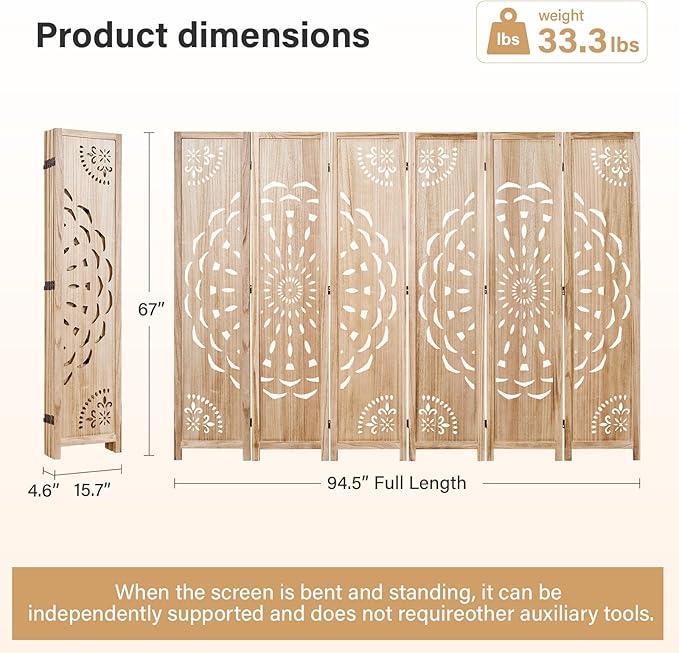 66.9Inch Wooden Room Partition - Image 6