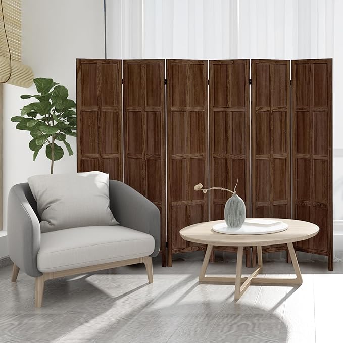 Leesinwing Wood Room Divider 6 Panel Folding Privacy Screen, Classic 5.6Ft - Image 8