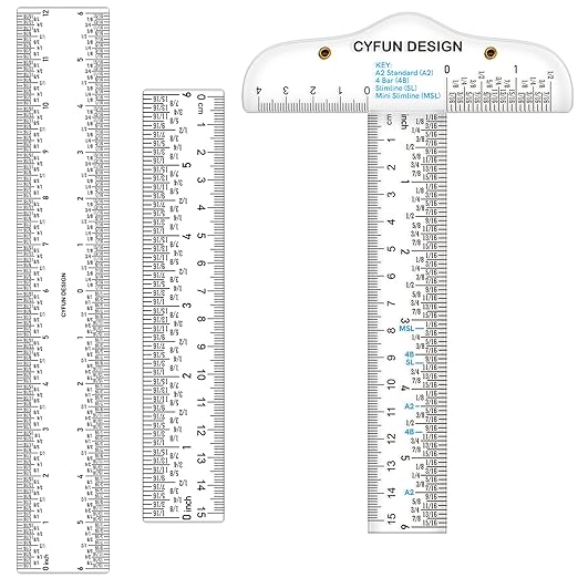 6/12inch Clear Acrylic Ruler 3 Pack Zero-Centering Ruler by CYFUNDESIGN