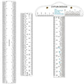 6/12inch Clear Acrylic Ruler 3 Pack Zero-Centering Ruler by CYFUNDESIGN