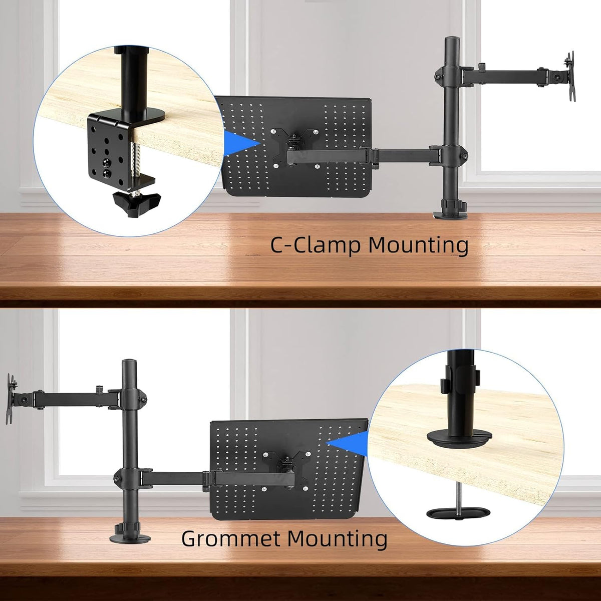 Suptek Monitor and Laptop Mount Holds 13-32 inch Computer Screen, Adjustable ...