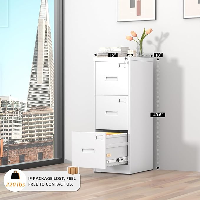 INTERGREAT 3 Drawer File Cabinet, Locking Tall File Cabinets - Image 3