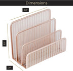 BLU MONACO Rose Gold Metal Mesh Letter Sorter | 3-Slot Vertical Mail Organizer - Image 6