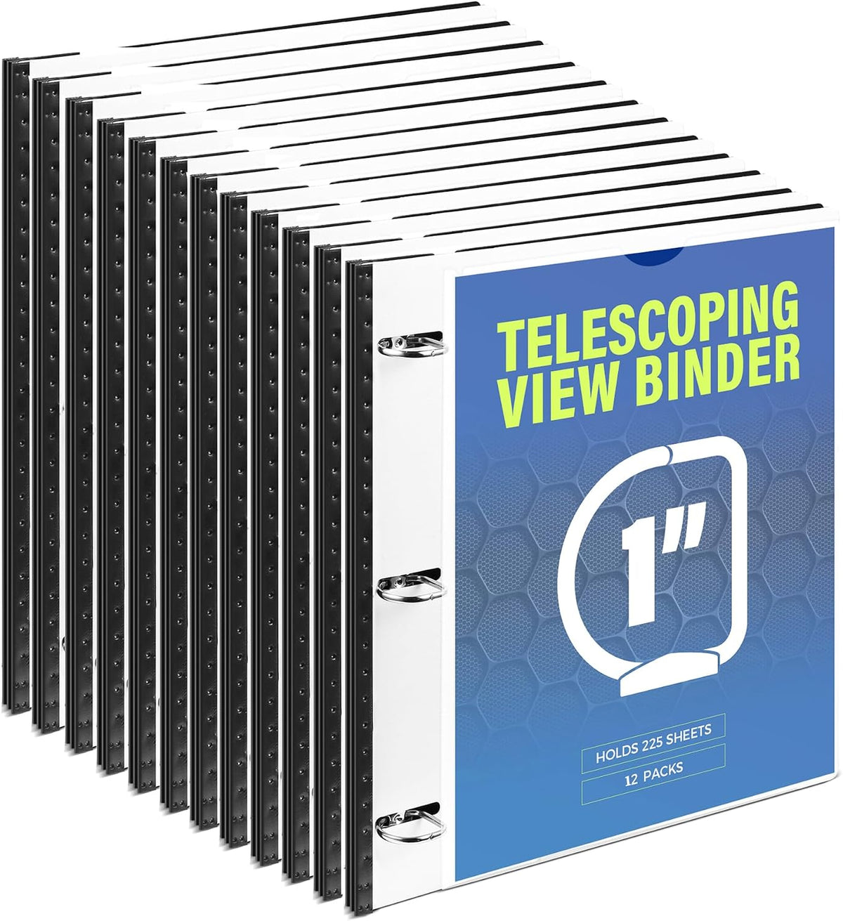 WOT I 12-Pack Telescoping 3 Ring Binder 1 Inch, Expandable Flexible Binder