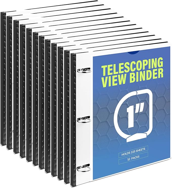 WOT I 12-Pack Telescoping 3 Ring Binder 1 Inch, Expandable Flexible Binder by WOTI