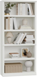 blini 5-Shelf Tall Bookcase White Wooden Bookshelves 33in Wide 5 Tier Bookcases by blini