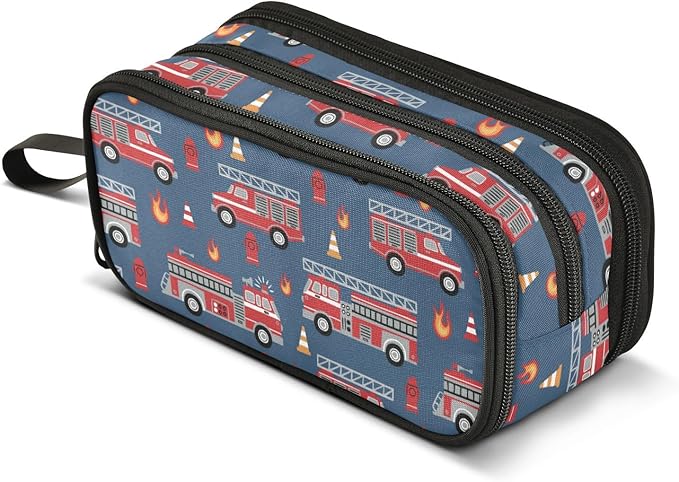 BOENLE Custom Fire Trucks Pencil Case Box Boys Girls Personalized Name Large by BOENLE-WELCOMEYOURCOMING