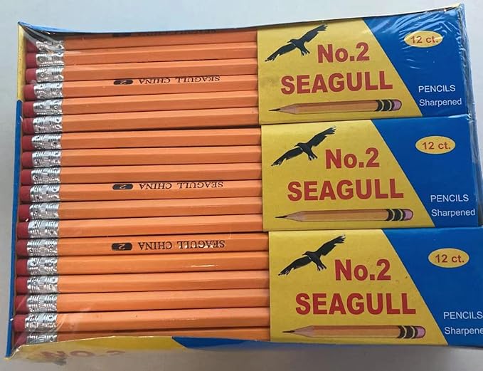 Seagull Pencils Pre-sharpened No. 2 144/box 12 Boxes of 12 New Improved Eraser - Image 3