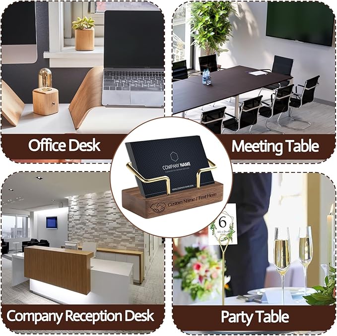 HJX Custom Business Card Holder Desk-Personalized Engraved Wooden Business Card - Image 7