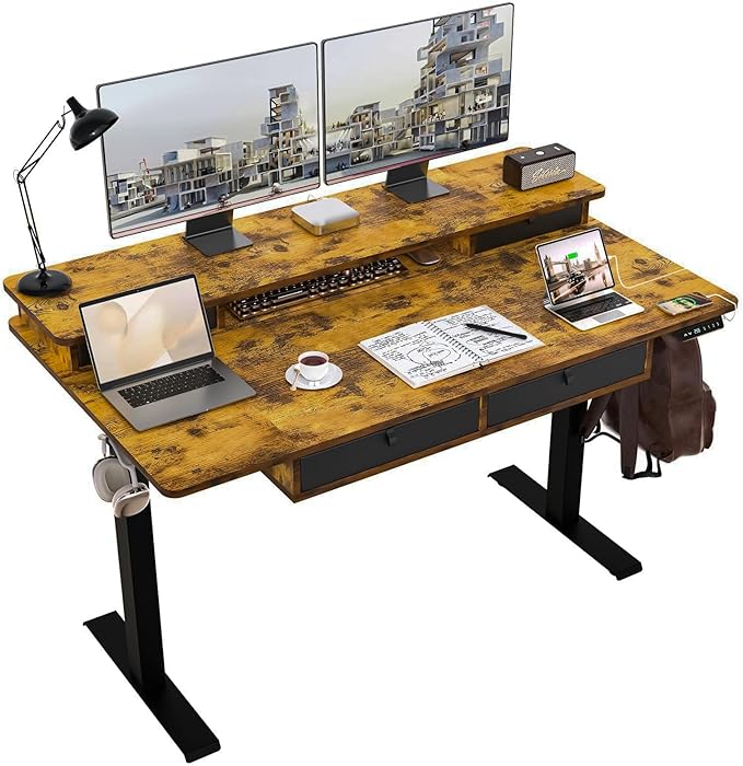 ExaDesk 55 * 30 Inches Electric Standing Widened Desk Adjustable Height by ExaDesk