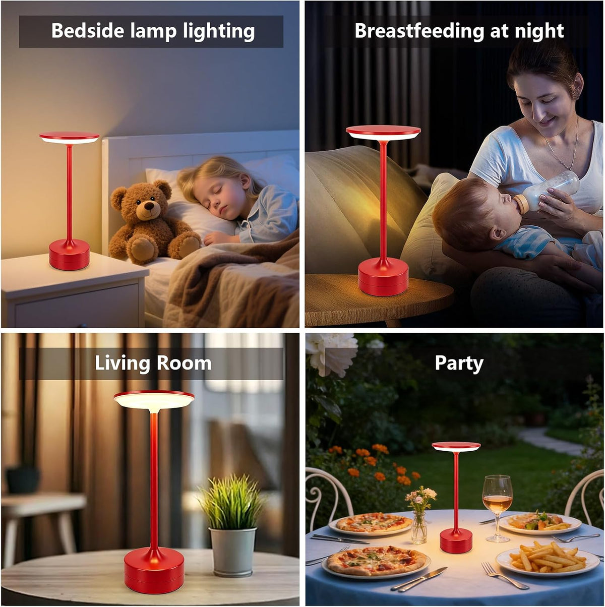 Small Table Lamp, Portable Metal Table Lamp, Cordless Rechargeable Table Lamp...