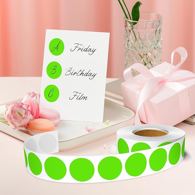 1 Inch Round Color Coding Labels, 1000 Dots Per Roll Light Green Color Coded - Image 5