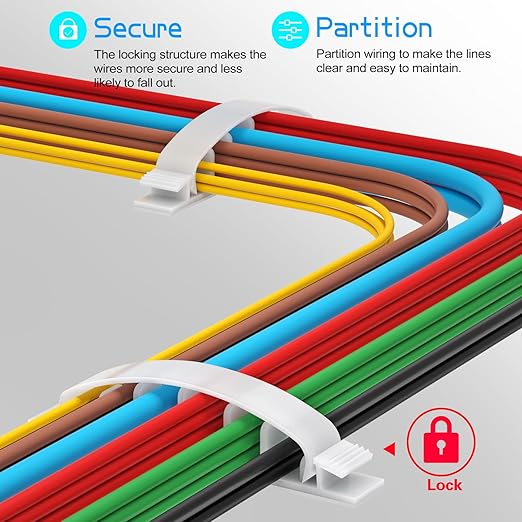 XHF 30pcs Adhesive Cable Wire Clips White, Outdoor Cable Management Wire - Image 4