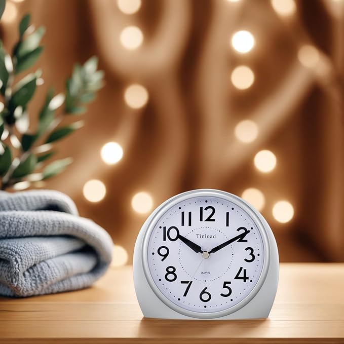 Tinload 5.5" Large Analog Alarm Clock Silent Non Ticking, Gentle Wake, Beep - Image 4