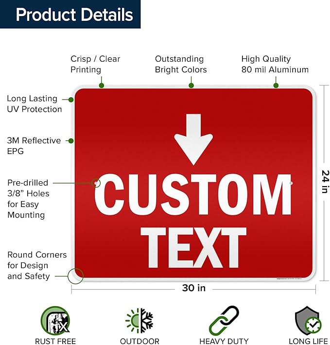 Custom Arrow, Custom Directional Sign, Down Arrow, 24x30 Inches, 3M EGP - Image 6