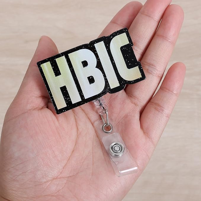 HBIC Funny Badge Reel | Retractable ID Card Sarcasm Badge Holder | Name Tag - Image 2