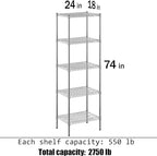 Regal Altair 18" Deep x 24" Wide x 74" Height Wire Shelving Kit | 5-Tier | NSF - Image 3