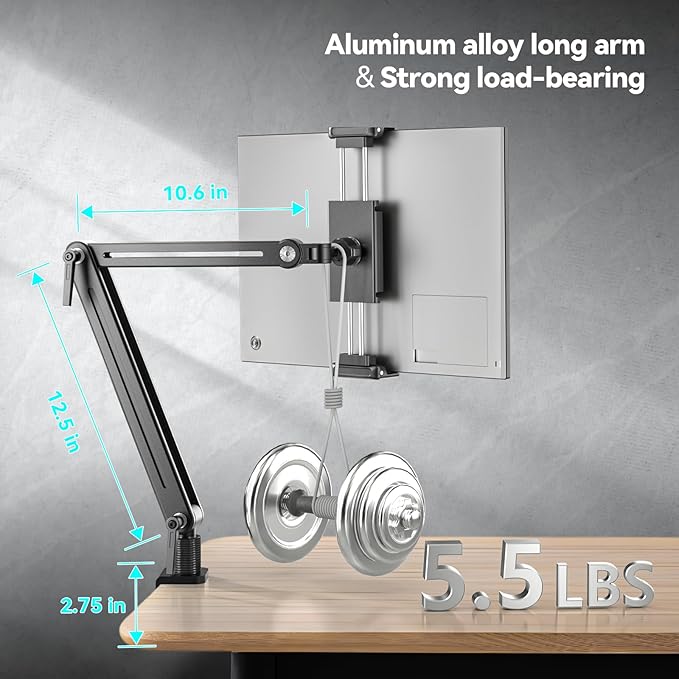 Portable Monitor Stand Desk Holder- Large Clamp support up to 12.9 14.6 15.6 - Image 5