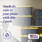 homz durabilt plastic storage bins with lids, 15 shown in use