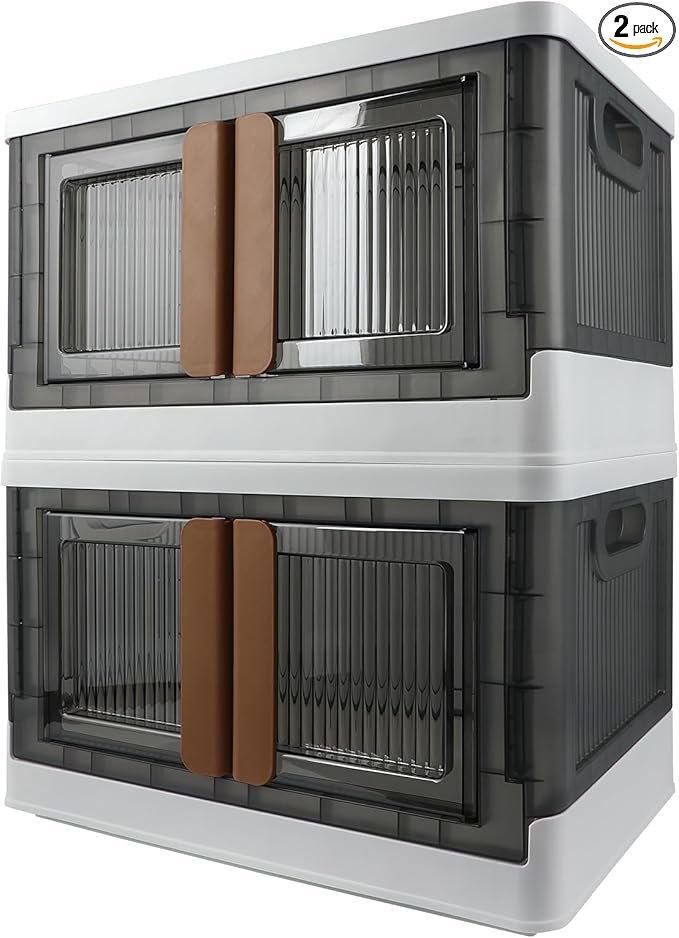 AssHMKIT Storage Bin, Plastic Cabinet, 8.4 Gallon Capacity, 2 Pack, Collapsible by AssHMKITOfficial