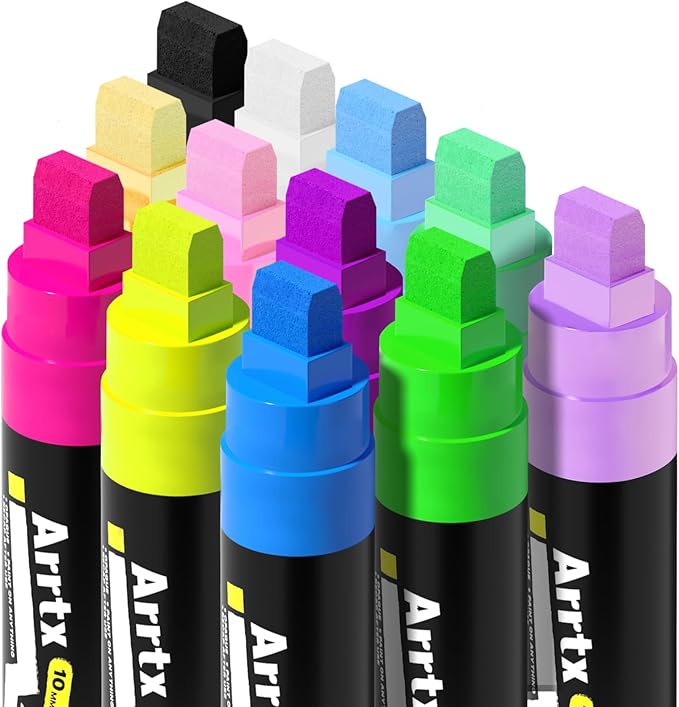 Arrtx Acrylic Jumbo Markers 10mm Broad Tips Acrylic Paint Pens by Arrtx