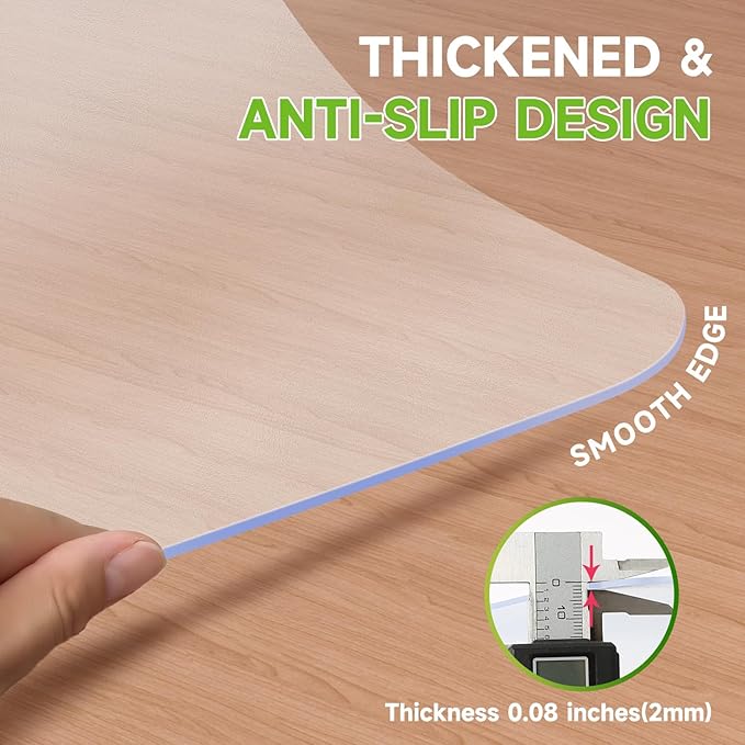 SOONAN Chair Mat for Hardwood Floor, 0.08" Thickness Heavy Duty Computer&Desk - Image 7