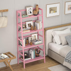 Homykic Bamboo Ladder Bookshelf, 4-Tier Ladder Shelf Open Book Shelf - Image 4