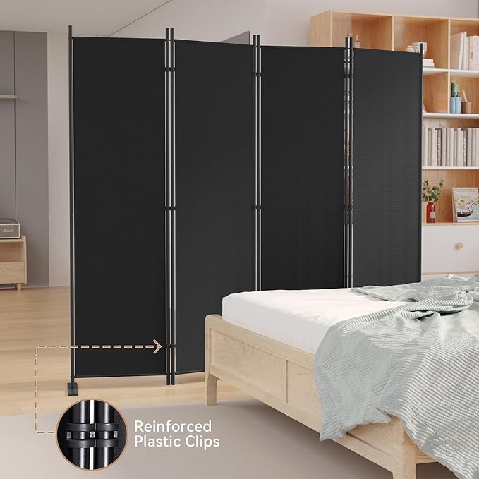 C-Hopetree 4 Panels Room Divider, 6 Ft Tall Indoor Folding Privacy Screen - Image 5