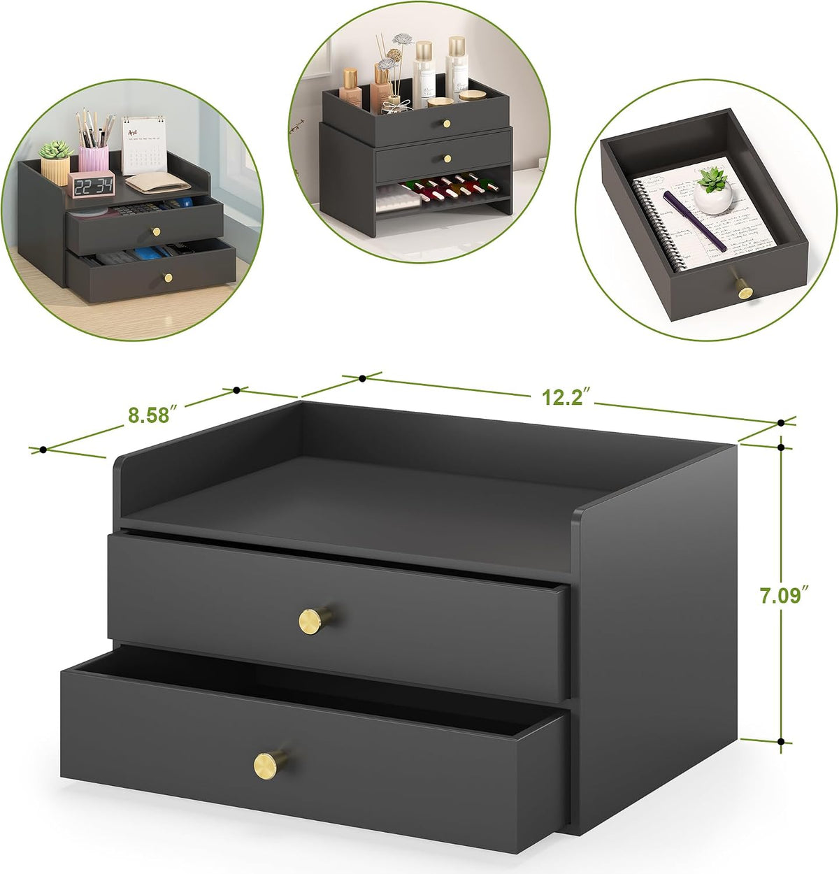 Wisuce Bamboo Desk Organizer with Drawers for Tabletop Storage
