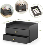 Bamboo Desk Organizer with Drawers Wooden Desktop Storage Drawers - Image 3