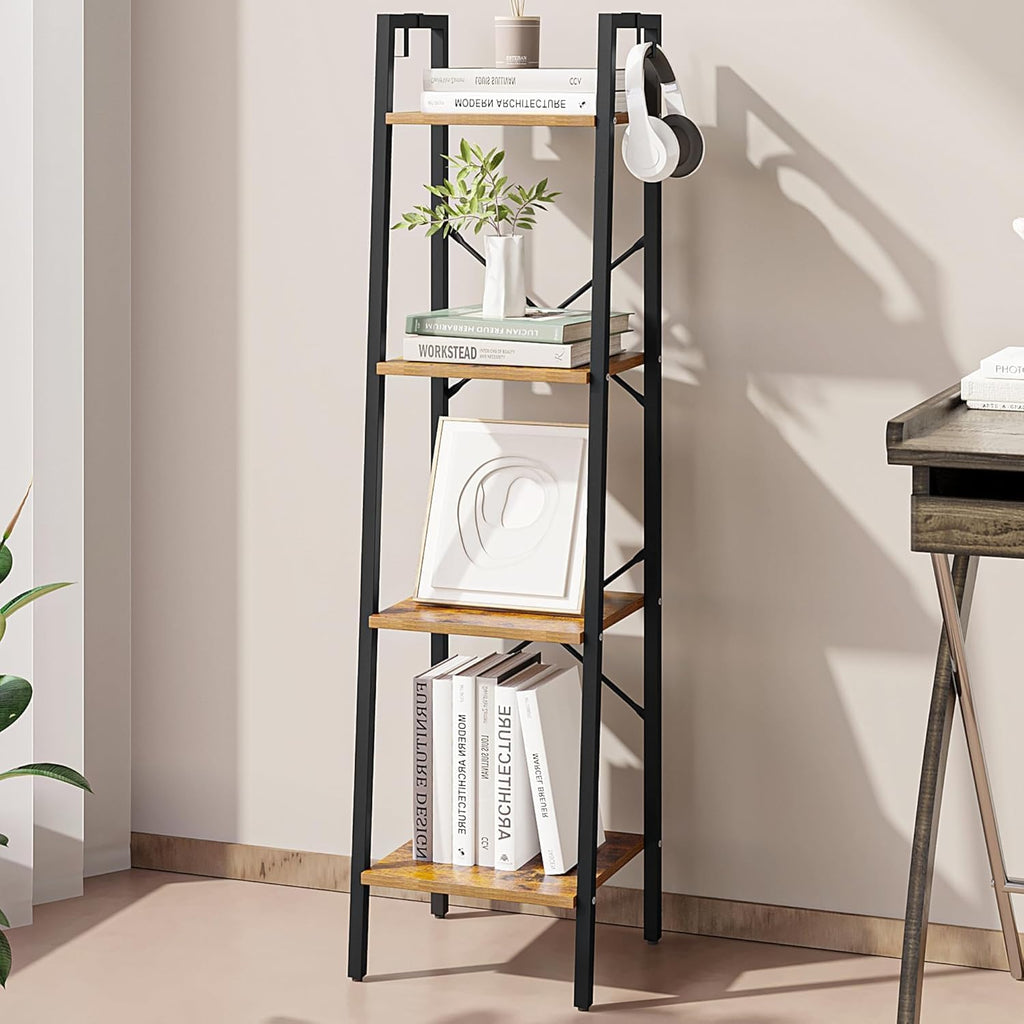 Hzuaneri Ladder Shelf, Bookshelf Bookcase, Freestanding Corner Storage Shelve
