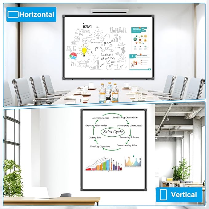 H-Qprobd 48"x36" Magnetic White Board Dry Erase Wall Mount Whiteboard - Image 3