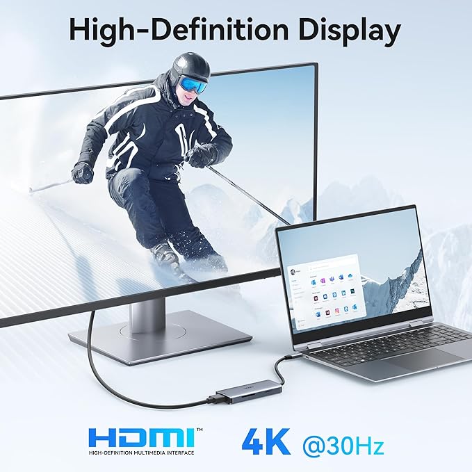 USB-C Hub Multiport Adapter for MacBook Air/Pro - 6 in 1 HDMI Dongle - Image 3