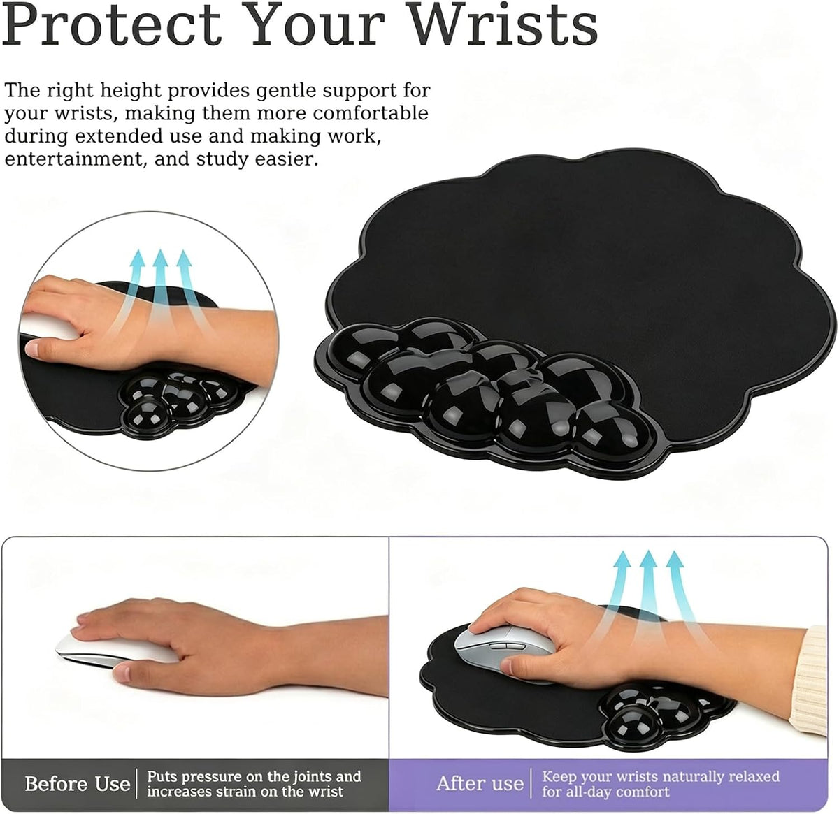 Gel Wrist Rest and Cloud Mouse Pad, for Keyboards and Mice - Ergonomic Pink K...
