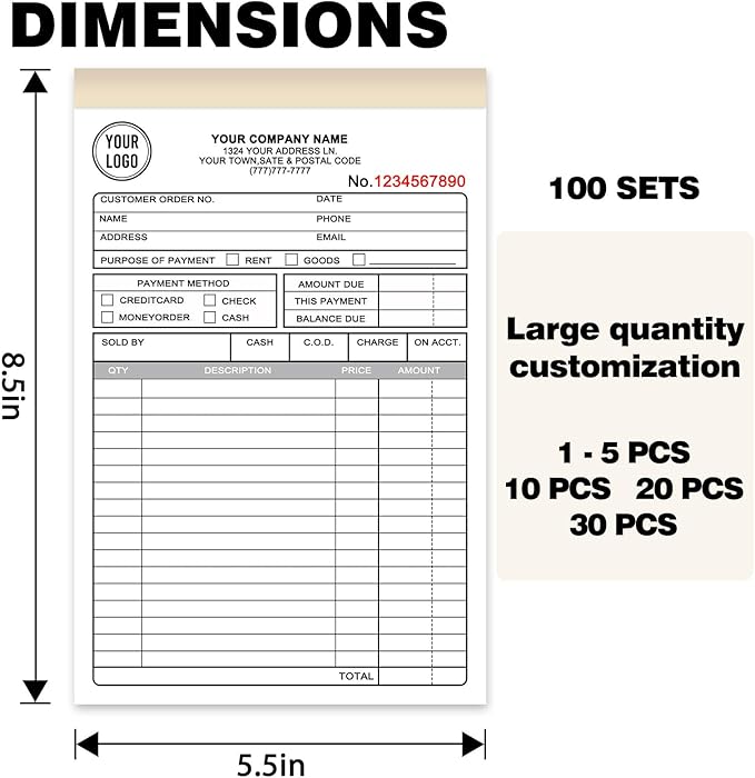 Custom 5.5" x 8.5" Invoice Book - Image 2