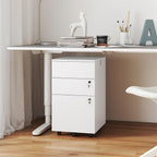 Giantex 3-Drawer File Cabinet with Lock, 27-Inches Storage Cabinet with 2 Side Hooks, Mobile Printer Stand, Wheels, 4 Keys, Vertical Filing Organizer fits Letter/A4 Size for Home Office (White)