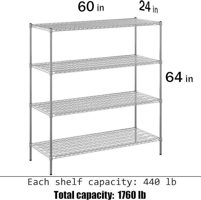 Regal Altair 24" Deep x 60" Wide x 64" Height Wire Shelving Kit | 4-Tier | NSF - Image 3
