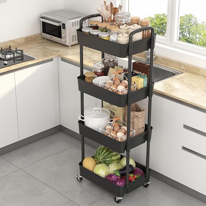 Sywhitta 4-Tier Plastic Rolling Utility Cart - Image 7