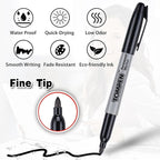 TOMPEN Black Permanent Markers Fine Tip 160 Pack Bulk, Waterproof Permanent - Image 2