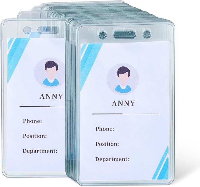 Amazon Basics ID Badge Holders, Vertical Clear Plastic 2.55" x 4.41" by AmazonBasics